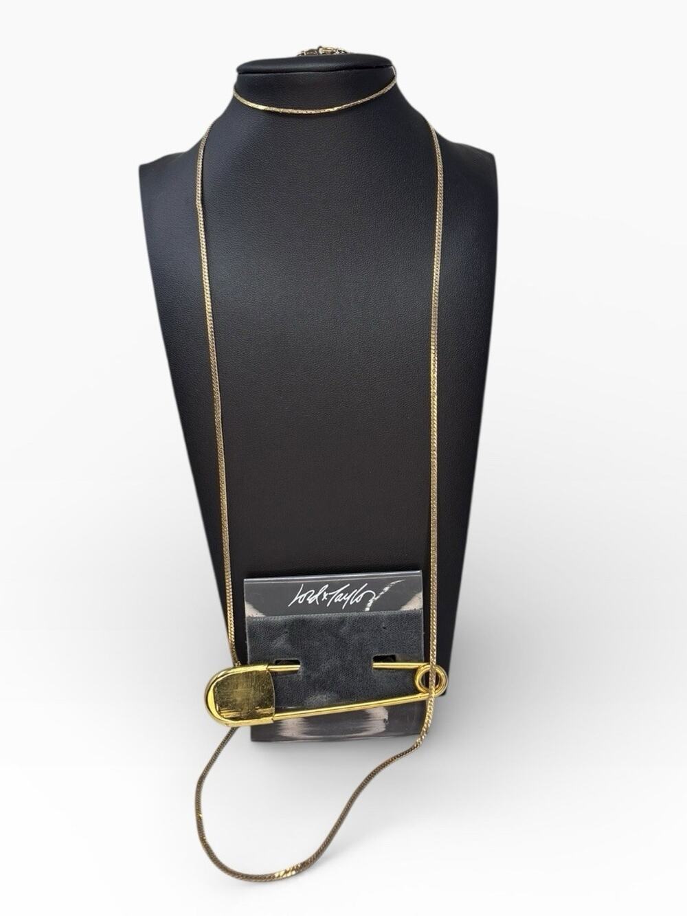 Lord and Taylor safety pin, Krementz chain necklace, 14k gold filled bracelet